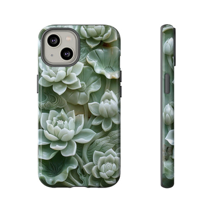 Green Jade Lotus Floral Art Phone Case