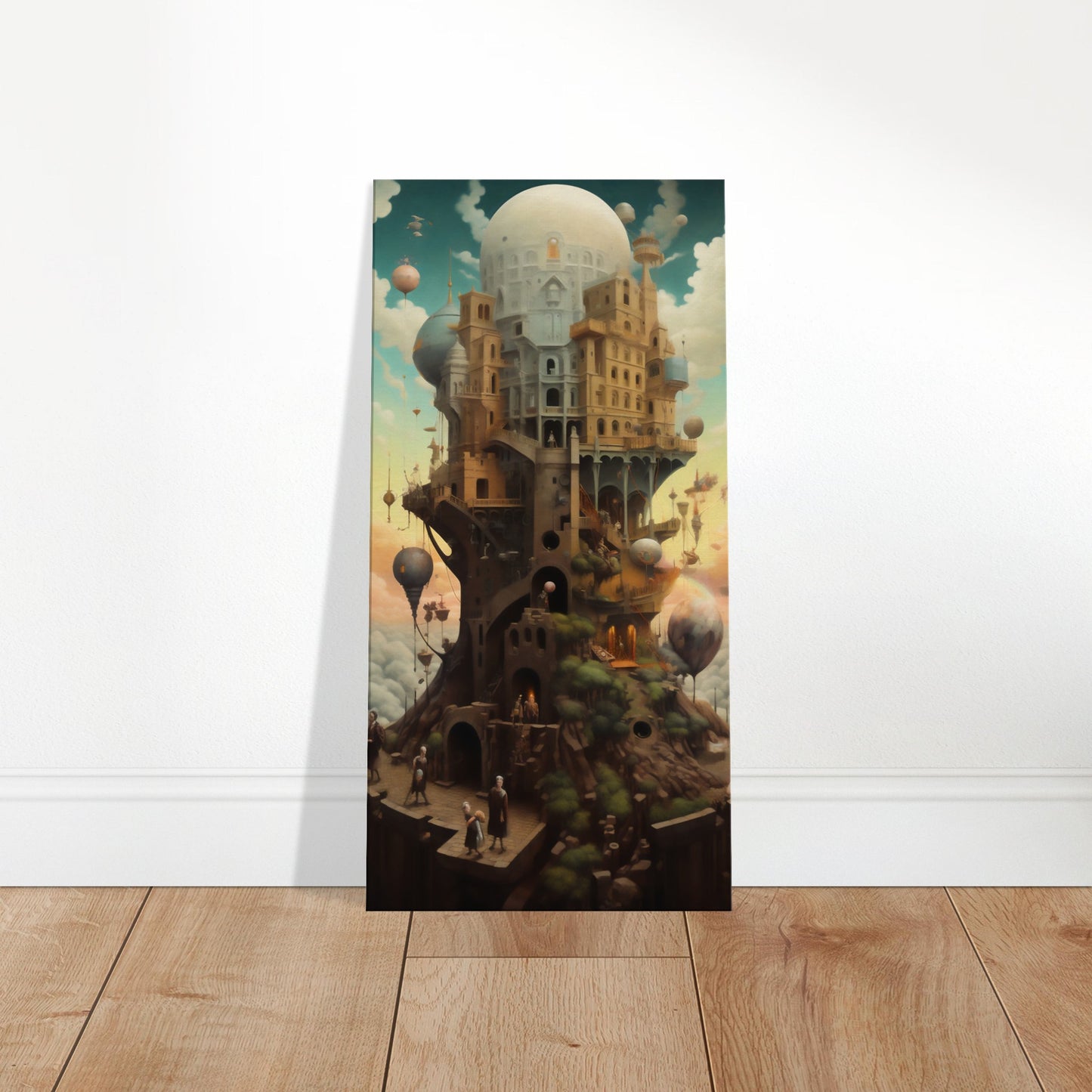 Unique Surrealist Art Print - Ground Town Canvas