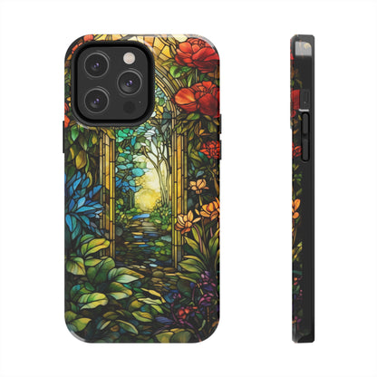 Secret Garden Stained Glass iPhone Tough Case | Unveil the Beauty of Nature with Reliable Protection