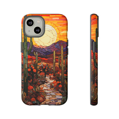 Desert Sunset Cactus Mosaic Tile