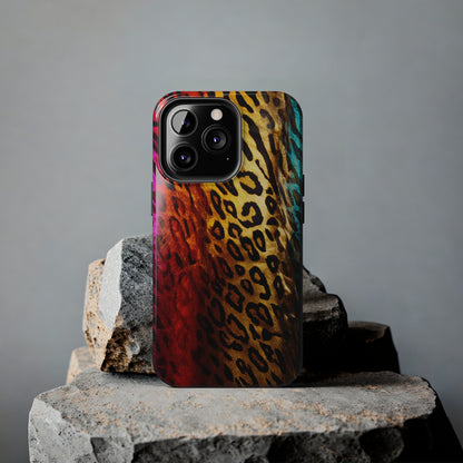 Kaleidoscopic Wild: Psychedelic Rainbow Leopard Print | Dazzling iPhone Case