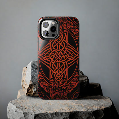 Eternal Weave iPhone Case, Red Celtic Tribal Knots | Timeless Symbolism iPhone Case for Models 11 through 14 Pro Max