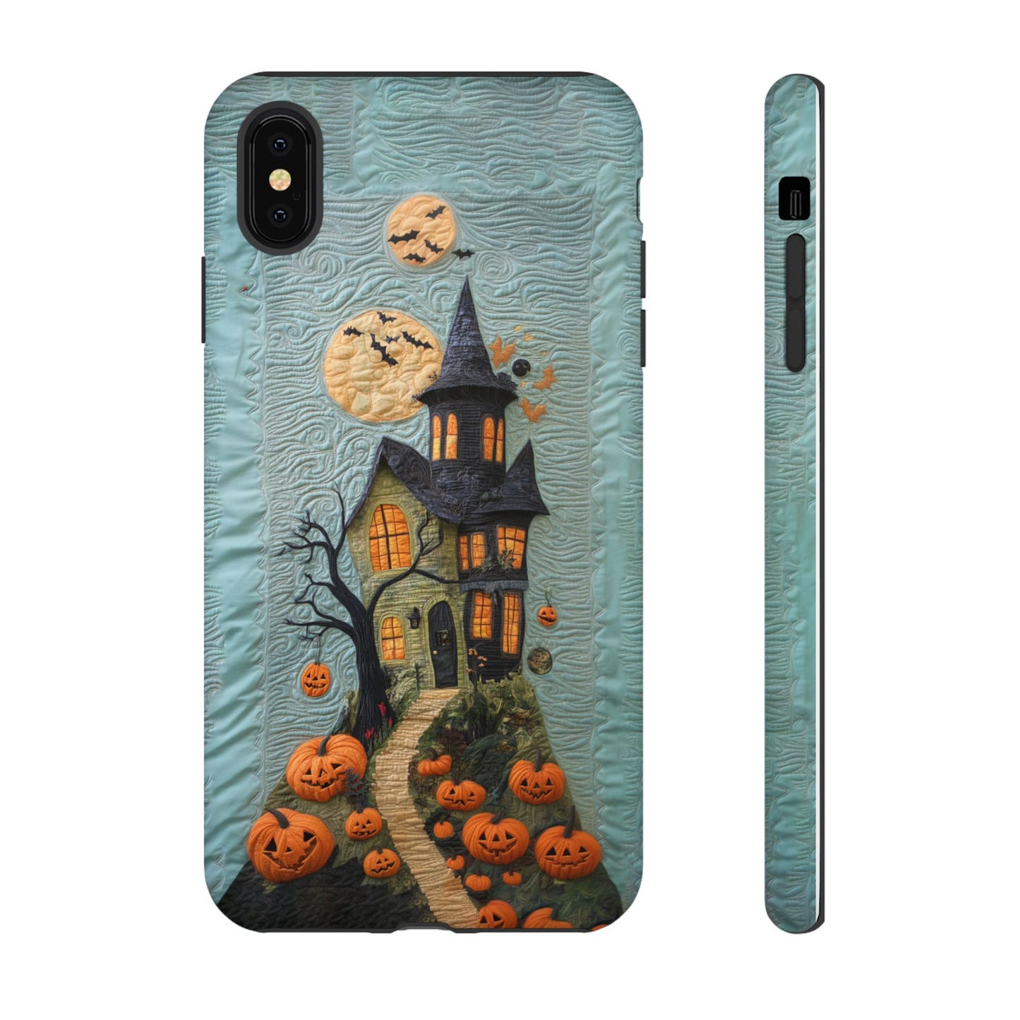 Halloween Haunted House Vintage Embroidery Style Phone Cover