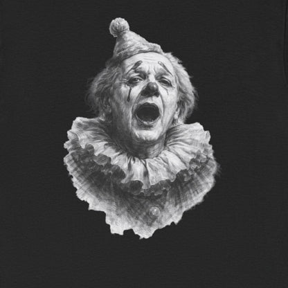 Vintage sad clown opera t-shirt with Italian performer art illustration