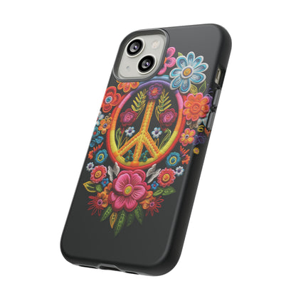 Peace Sign Embroidery Floral Hippie Style Phone Case