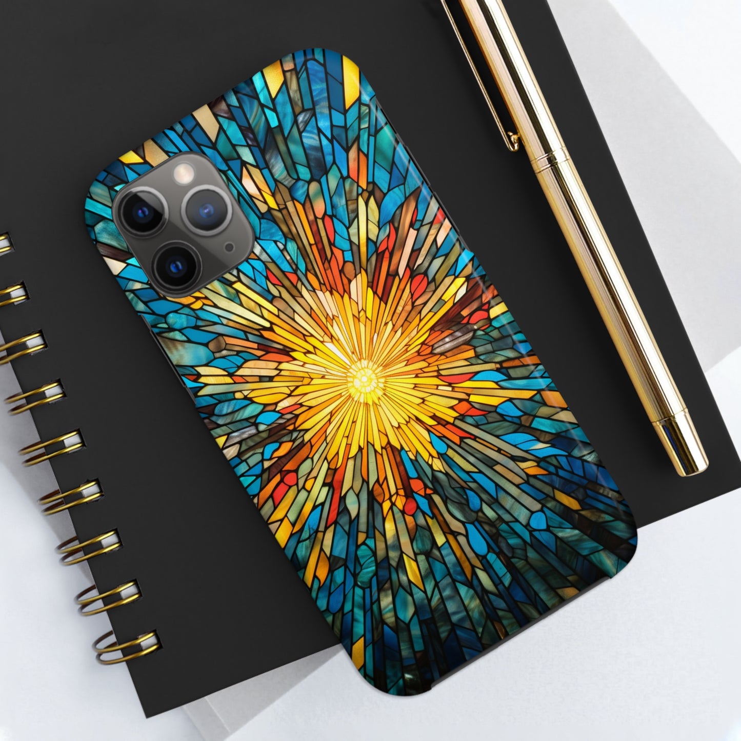 Stained Glass Sunburst Magic | Tough iPhone Case | Embrace Vibrant Style and Reliable Protection