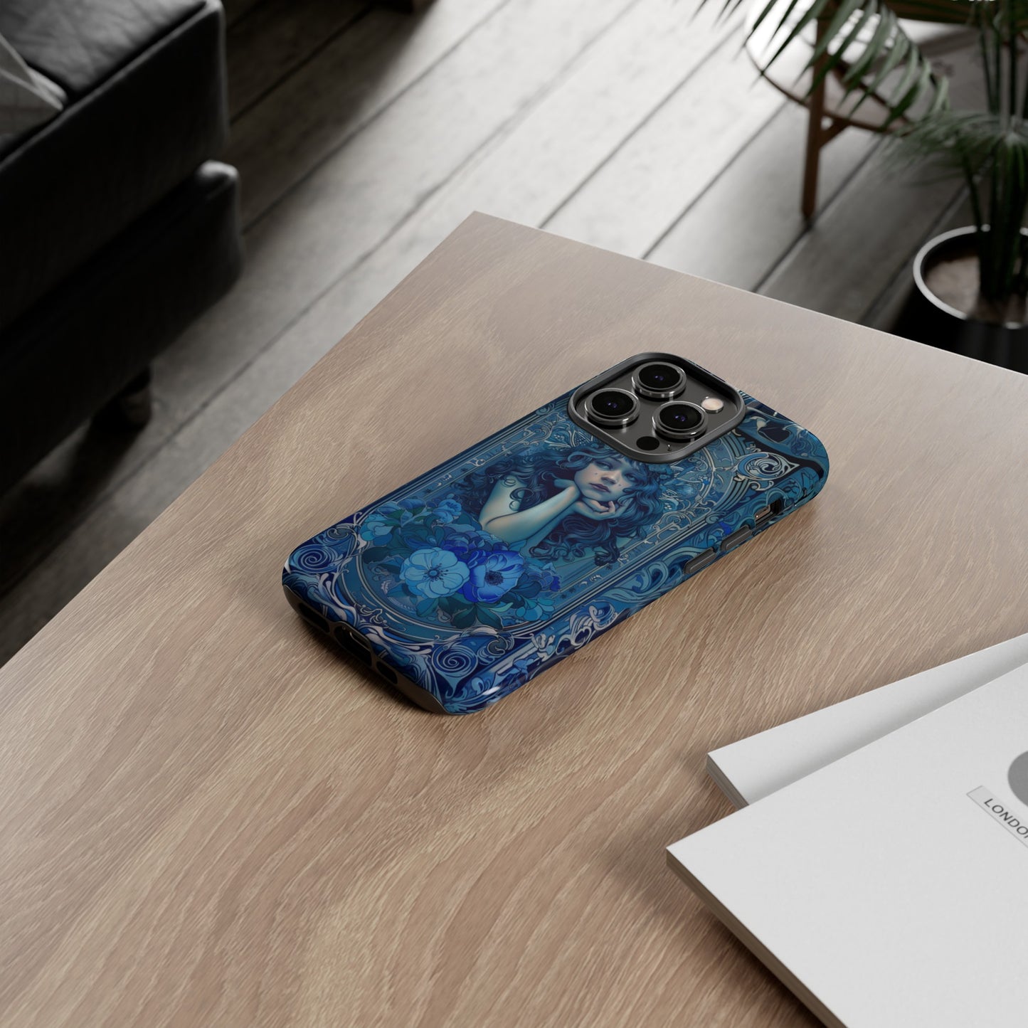 Blue Floral Art Nouveau Style Phone Case