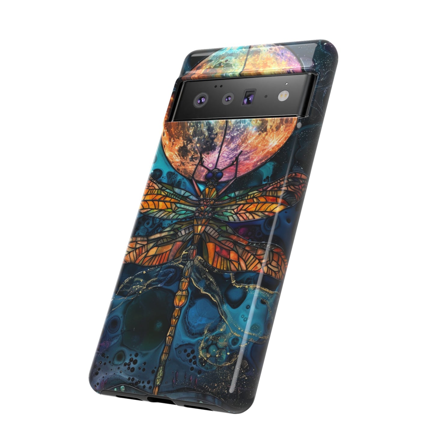 Full Moon Stained Glass Dragonfly Phone Cover