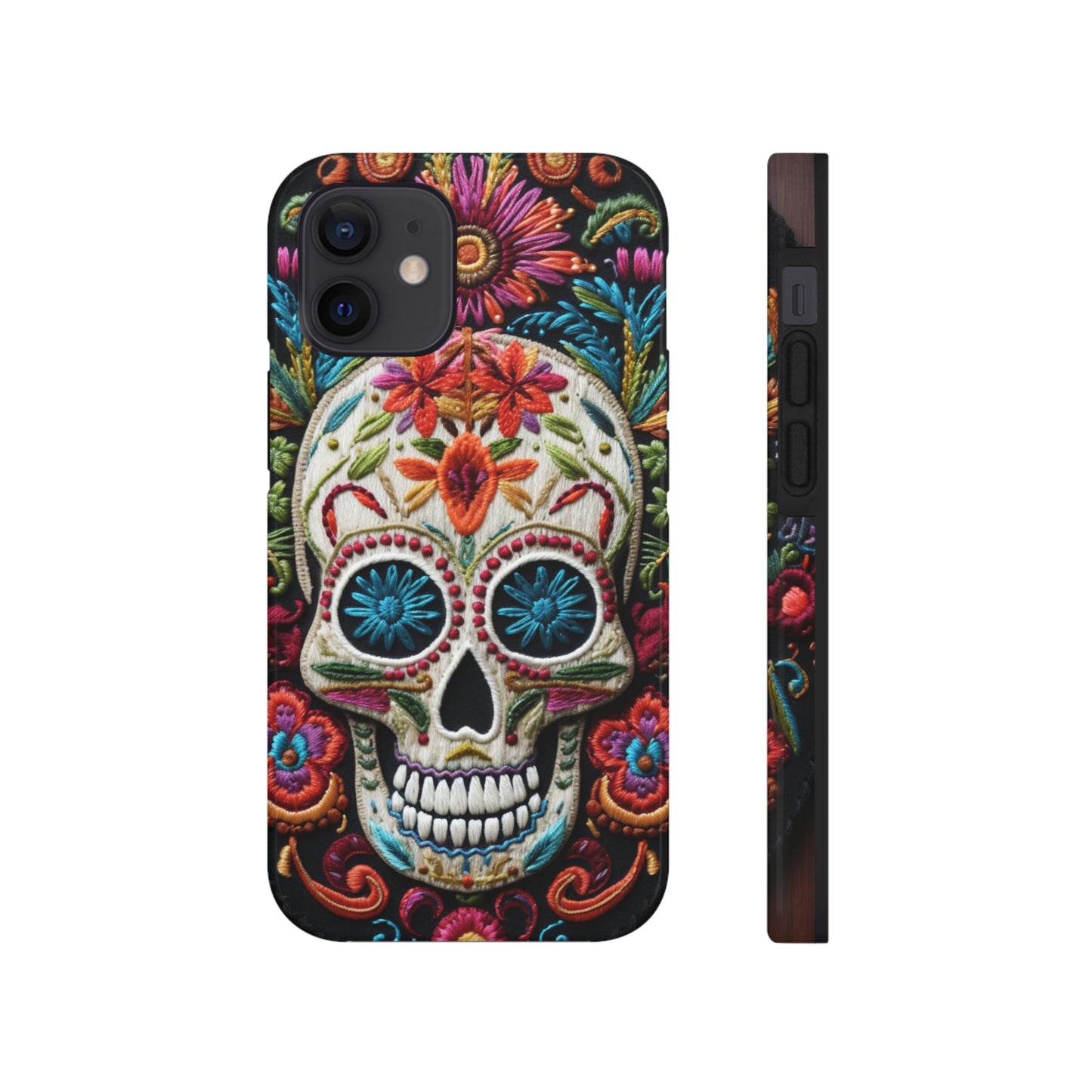 Embroidery Style Skulls Goth Dark Academia Tough Case iPhone Case