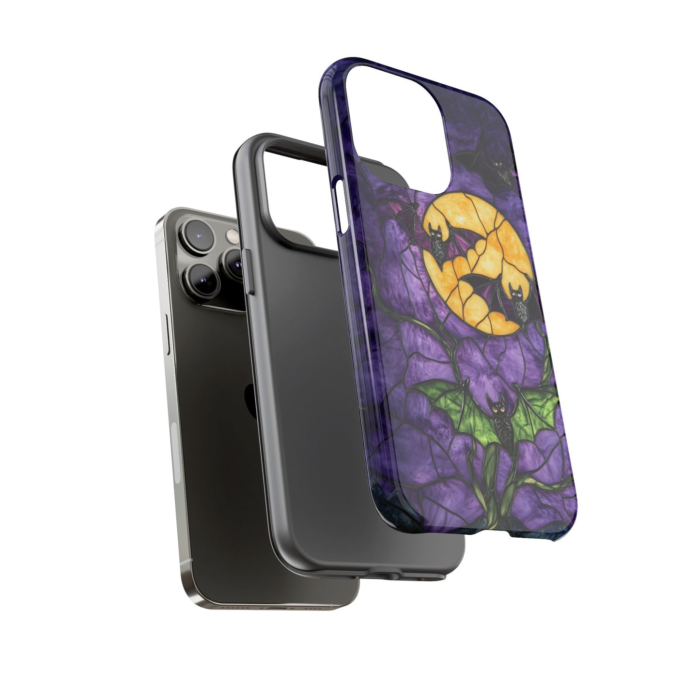 Full Moon Stained Glass Style Halloween Bats Phone Case