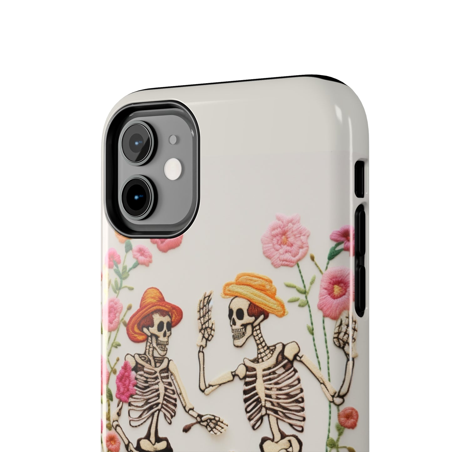 Dancing Halloween Skeletons Embroidery iPhone Case | iPhone X to iPhone 14 Pro Max