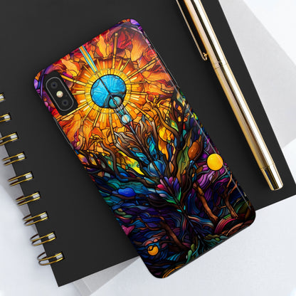 Stained Glass Tough iPhone Case | Trippy Psychedelic Colorful Flowers Floral Aesthetic Retro iPhone 14 Plus 13 12 7 8 Se Trendy Hippie Boho