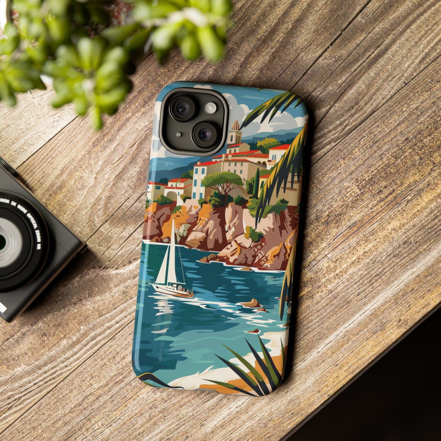 Midcentury French Riviera Sailboat Painting Phone Case