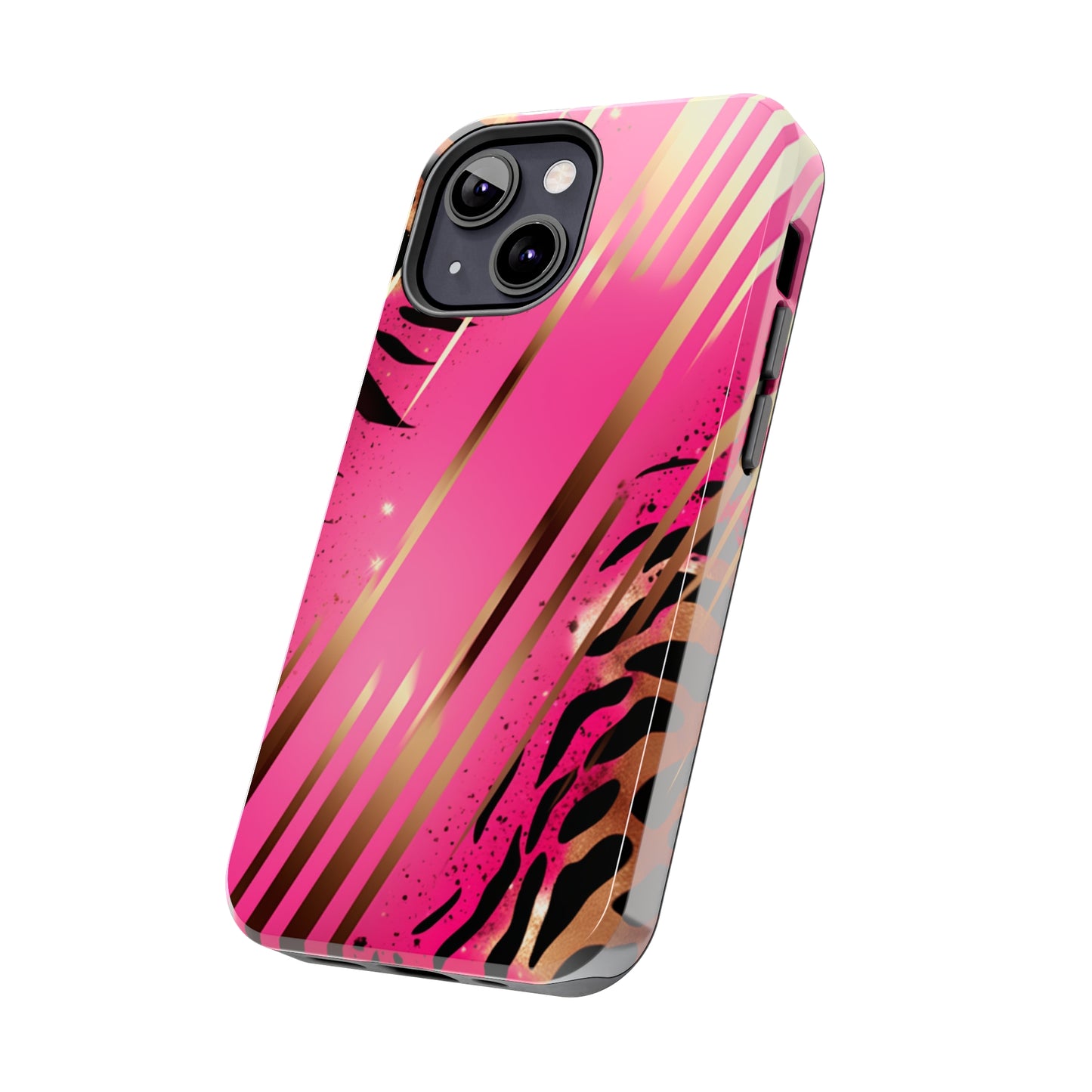 Elegant Wilderness: Pink & Gold Tiger Stripes | Mesmerizing Lush iPhone Case