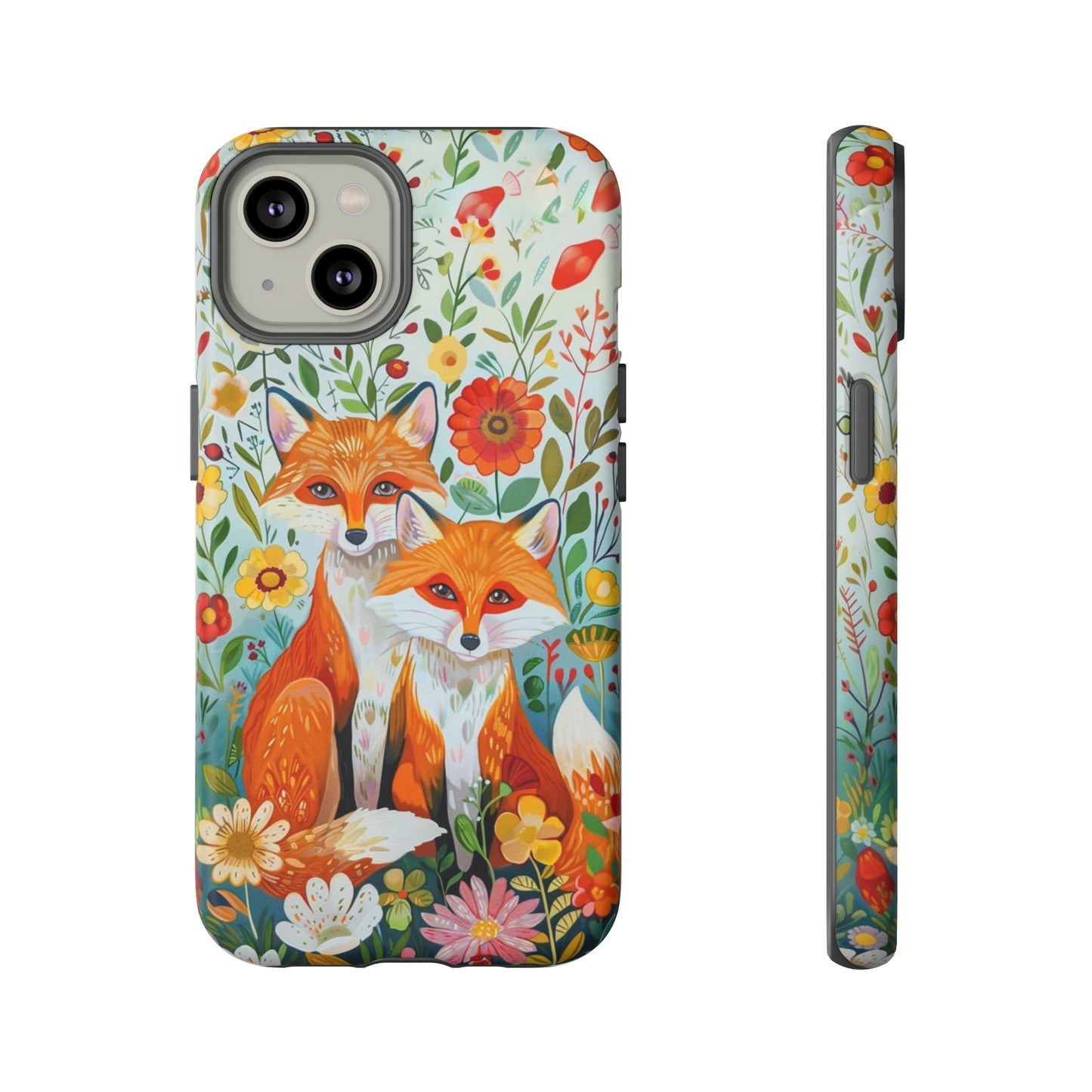 Foxes in the Floral Garden Phone Case