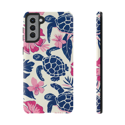 Undersea Floral Blue Sea Turtle Phone Case