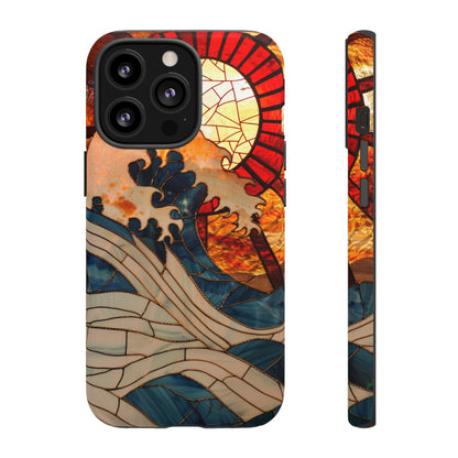 Japanese Rising Sun Phone Case Stained Glass Ocean Wave