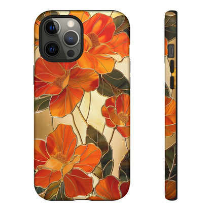 Orange Floral Phone Case Stained Glass Flower Aesthetic