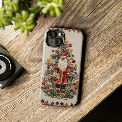 Vintage Embroidery Christmas Santa Phone Case