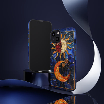 Celestial Stained Glass Moon and Stars iPhone 15 Case