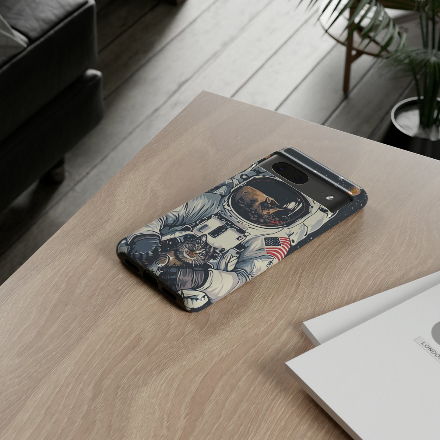 The Astronaut and the Cosmic Cat Phone Case