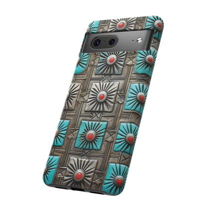 Vintage Navajo Native American Turquoise Concho Phone Case for iPhone 15, 14, 13, 12, 11 Pro Max, 14 Plus, iPhone XS Max, iPhone XR, iPhone 7, 8, 14, 15 Plus, SE