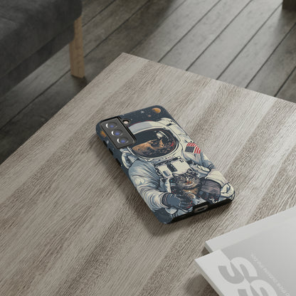 The Astronaut and the Cosmic Cat Phone Case