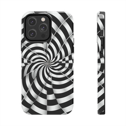 Trippy Black and White Optical Illusion Tough iPhone Case | Psychedelic Phone Cover