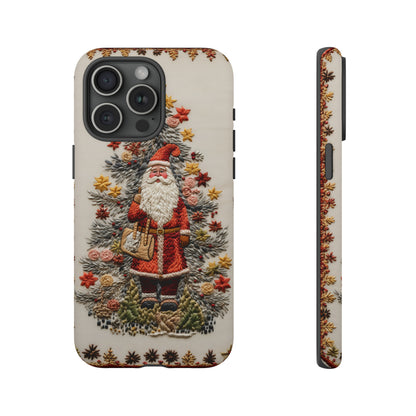 Vintage Embroidery Christmas Santa Phone Case