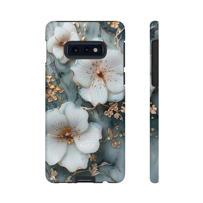 White Flower on Marble Stone  Phone Case