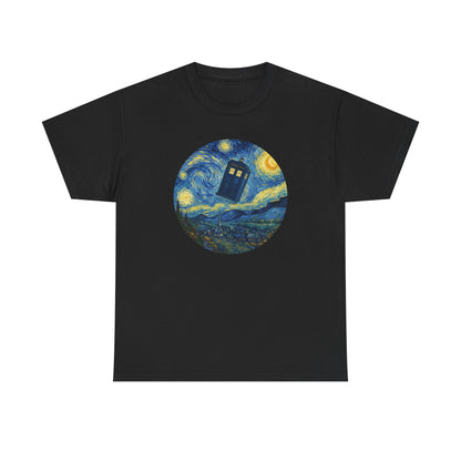 Van Gogh Police Box Starry Night Fantasy Parody Graphic T-Shirt