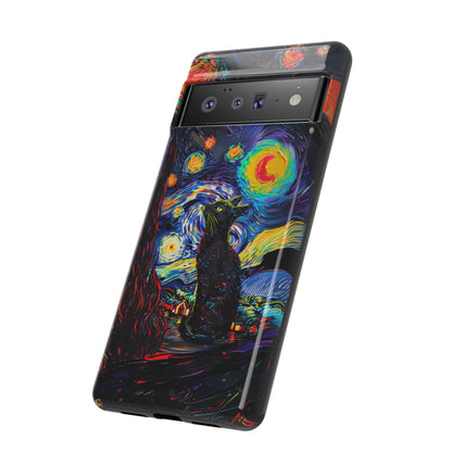 Starry Night Black Cat Van Gogh Painting Art Phone Case