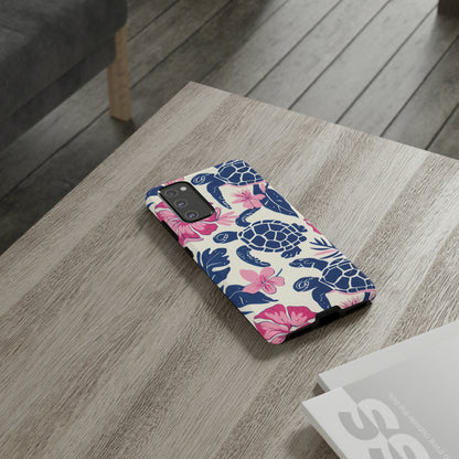 Undersea Floral Blue Sea Turtle Phone Case