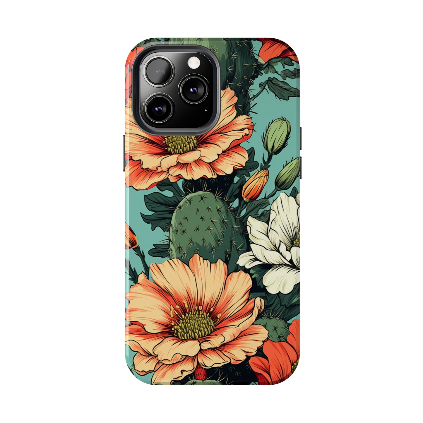 Desert Dream: Retro Vibe Cactus Tough iPhone Case