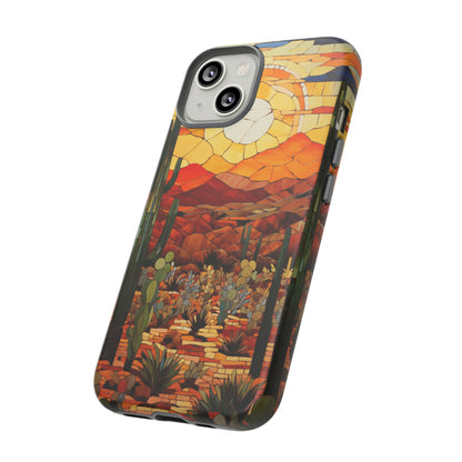 Desert Sunset Cactus Mosaic Tile