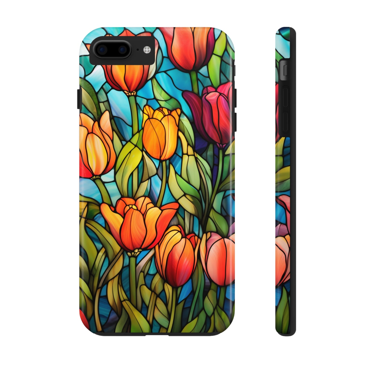 Stained Glass Tulip Floral Aesthetic iPhone Case | Embrace the Beauty of Nature in Full Bloom