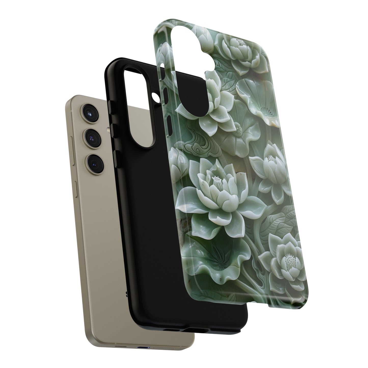 Green Jade Lotus Floral Art Phone Case