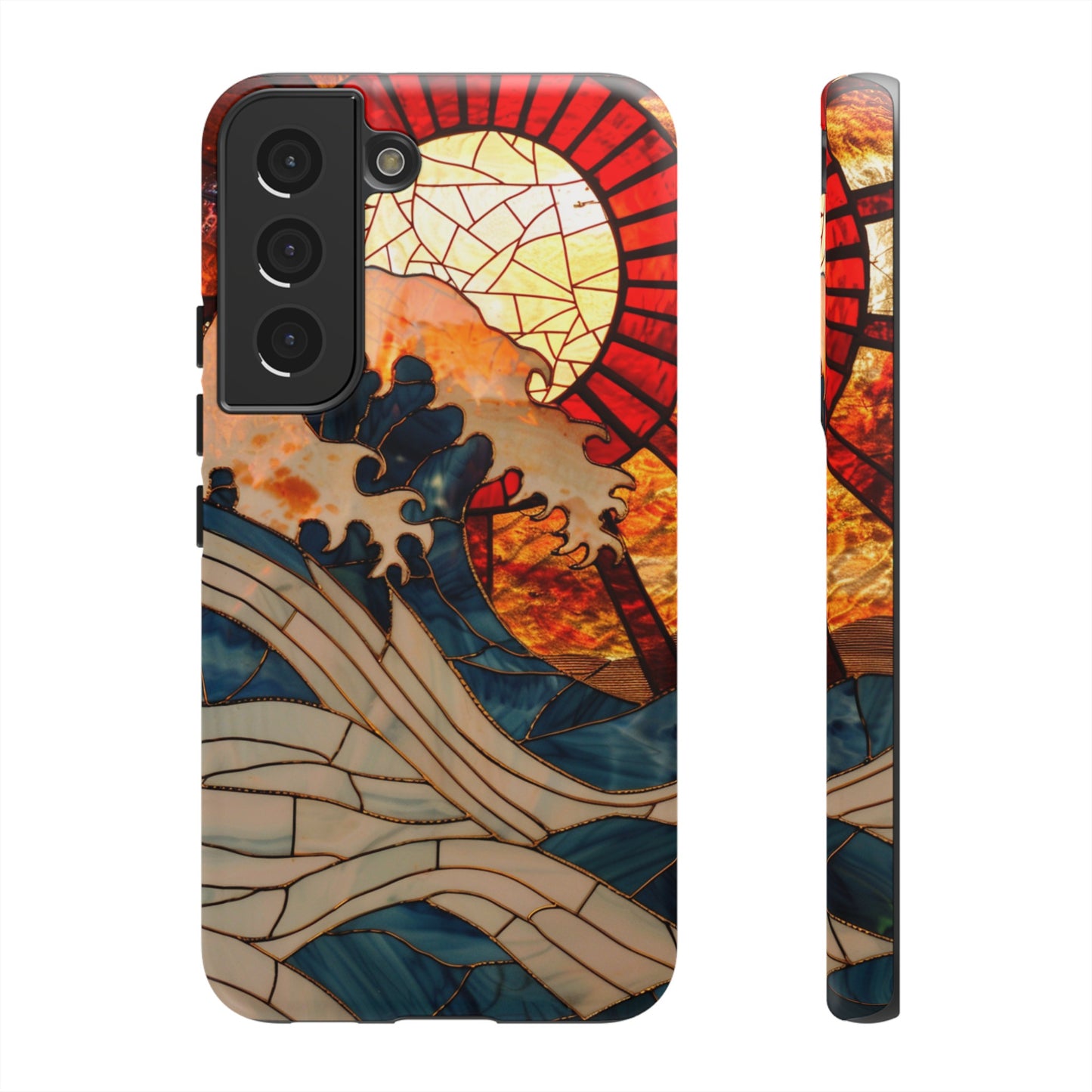 Japanese Rising Sun Phone Case Stained Glass Ocean Wave