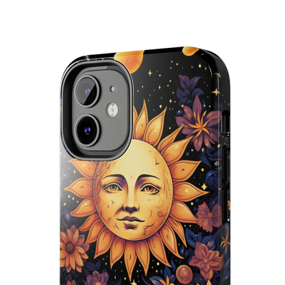 Cosmic Blooms: Floral Sun, Moon & Stars iPhone Case - Where Celestial Meets Botanical