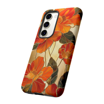 Orange Floral Phone Case Stained Glass Flower Aesthetic