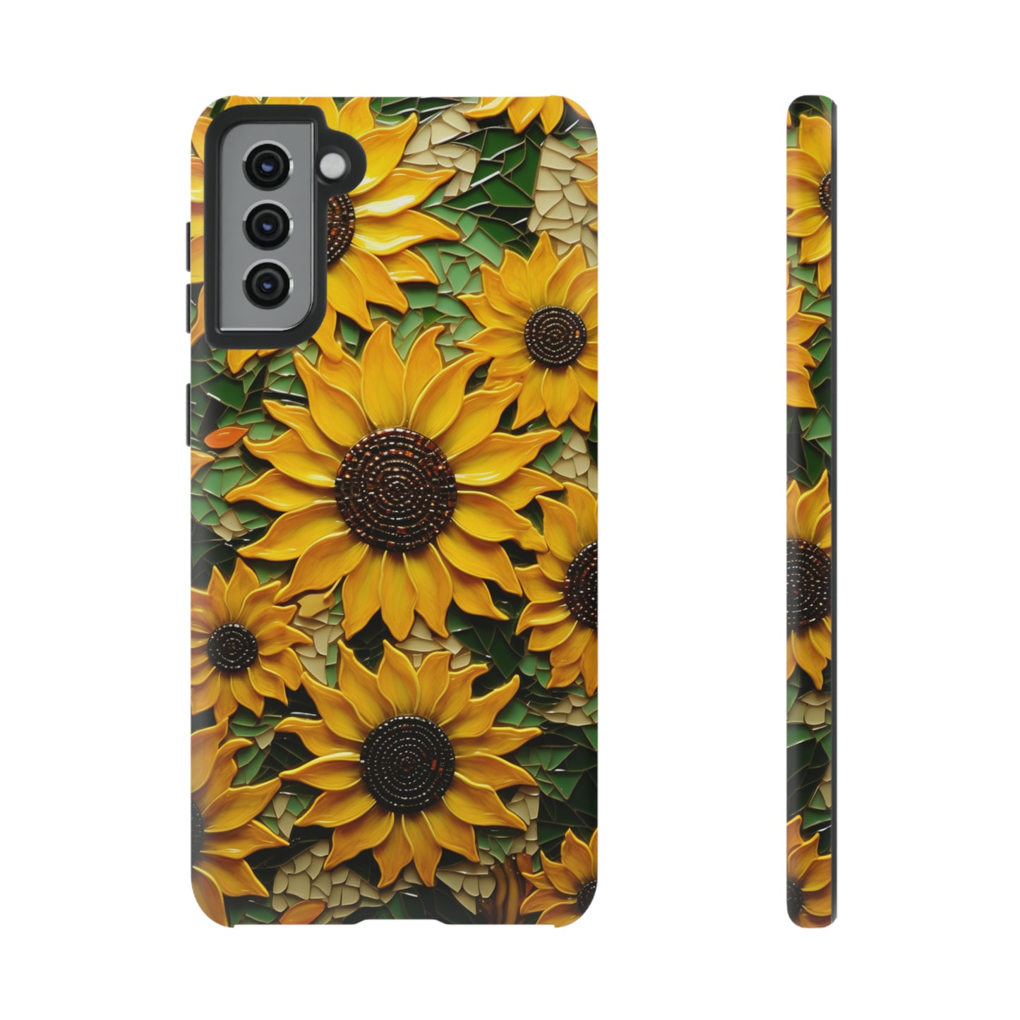 Sunflower Floral Color Explosion Mosaic Glass