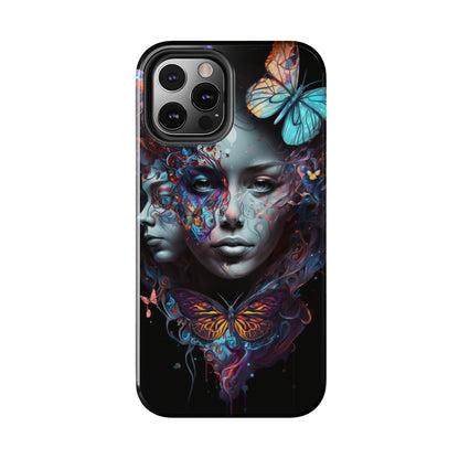 Synthwave Butterfly Girl Trippy Fantasy Art iPhone Case | Embrace the Futuristic Vibe with Whimsical Artistry