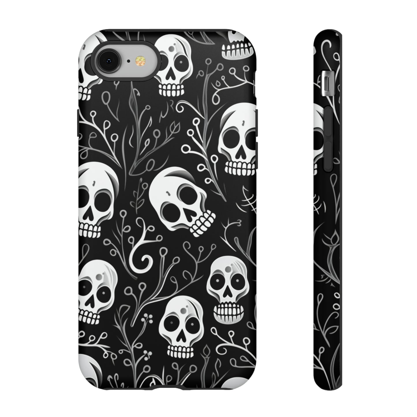 Join the Goth Side: Black Skull Floral Print | Mystical Elegance Case for iPhone, Samsung Galaxy, and Google Pixel