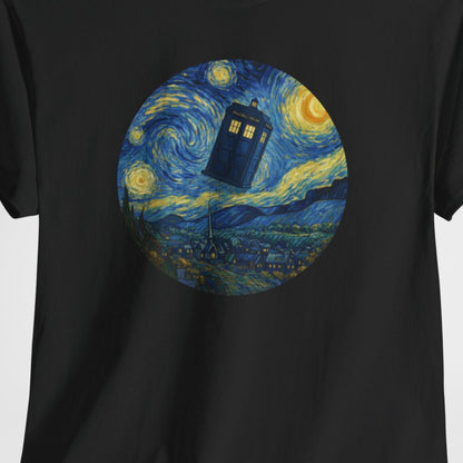 Van Gogh Police Box Starry Night Fantasy Parody Graphic T-Shirt