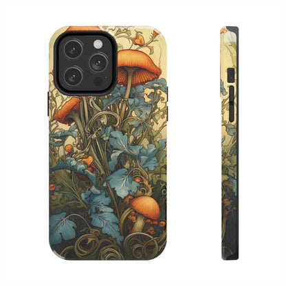 Vintage Mushroom iPhone Case Floral Aesthetic Art Nouveau Retro Phone Tough Case iPhone 14 Plus 13 12 7 8 SE Hippie Boho Style