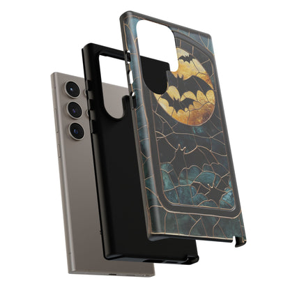 Halloween Phone Case Bats Stained Glass Style Spooky Moon Phone Cover