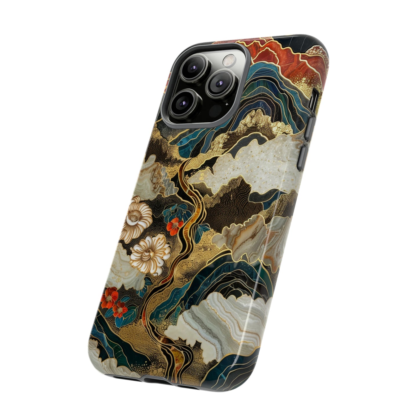 Chiyogami Stained Glass Floral Mountain Phone Case