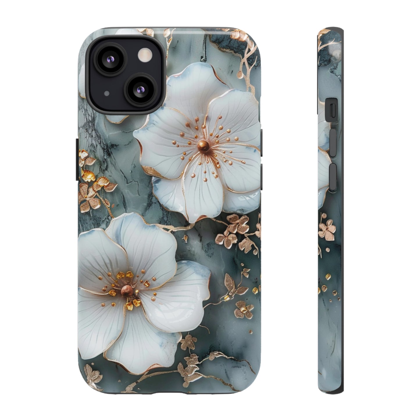 White Flower on Marble Stone  Phone Case