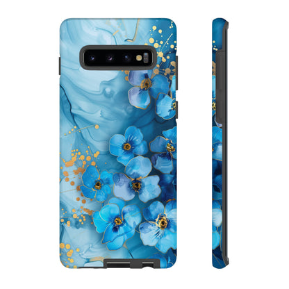 Forget Me Nots Gold Color Splash Floral Design Phone Case