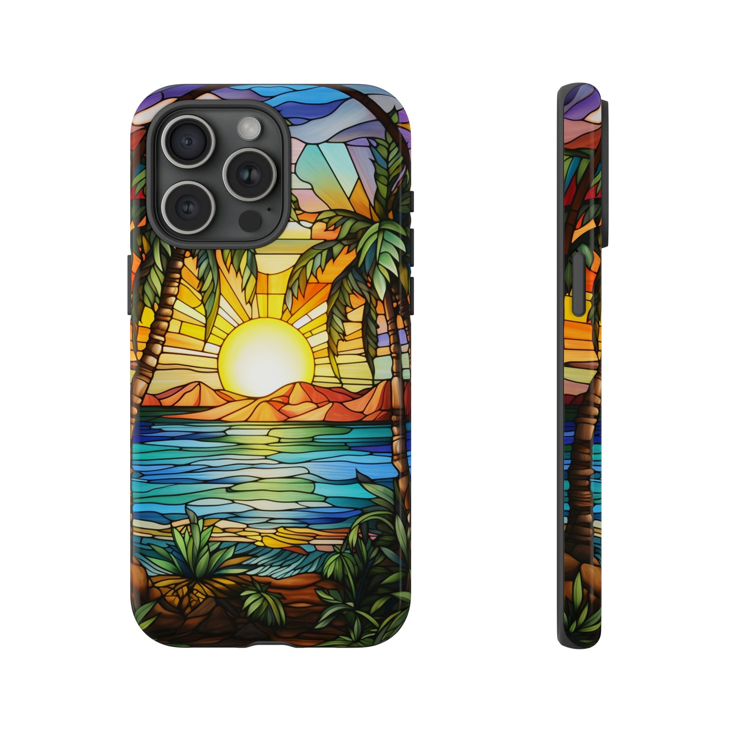 Tropical Stained Glass Sunset Beach